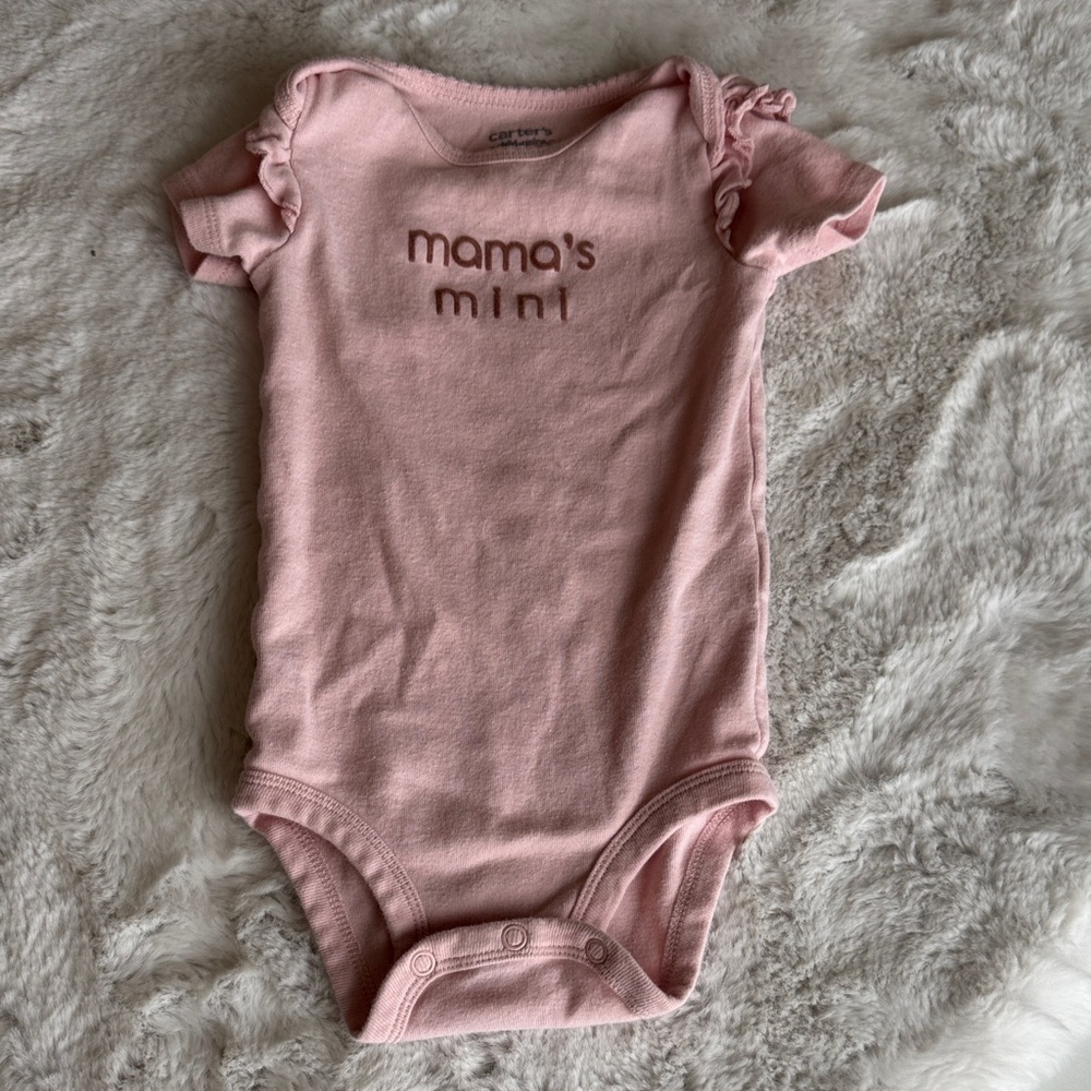 Carter's Pink Ruffle-Sleeve 'mama's mini' One-Piece Bodysuit